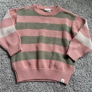 Easy Peasy Pink and Green Striped Girls Sweater